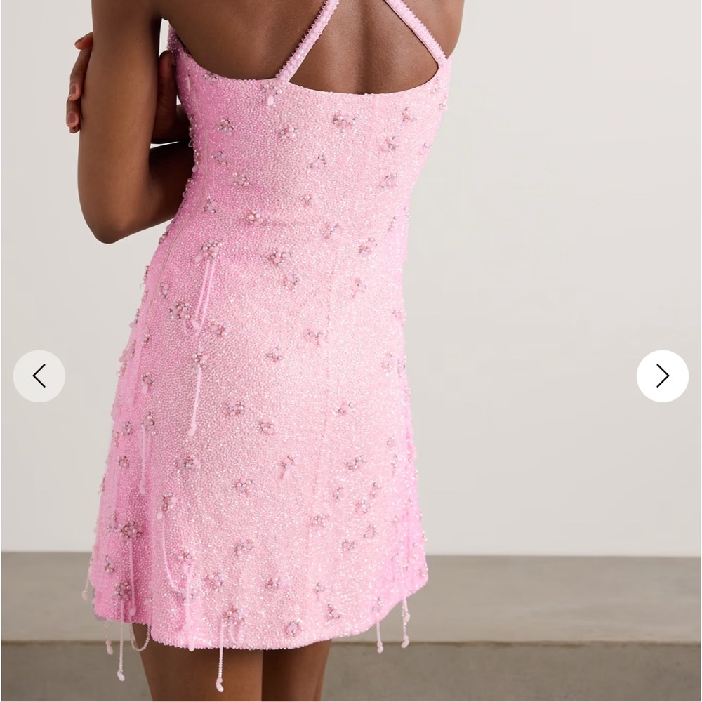 Clio Peppiatt Embellished stretch-mesh mini dress, baby pink - Picture 2 of 11